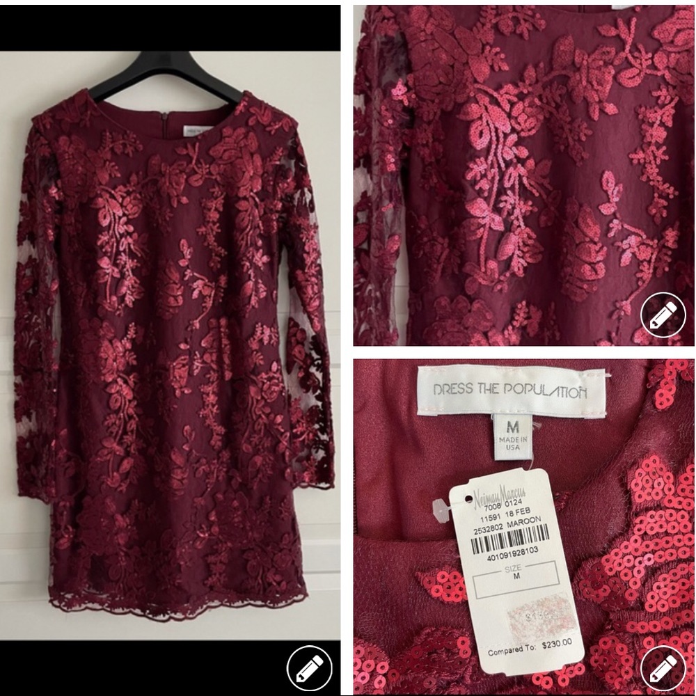 NEW Dress The Population sequin floral cocktail dress NWT in stock 3289